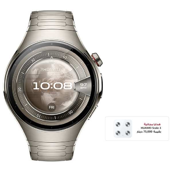 ⁦HUAWEI WATCH 5 46mm Silver (Titanium) + Free Gift (Scale)⁩ - الصورة ⁦1⁩